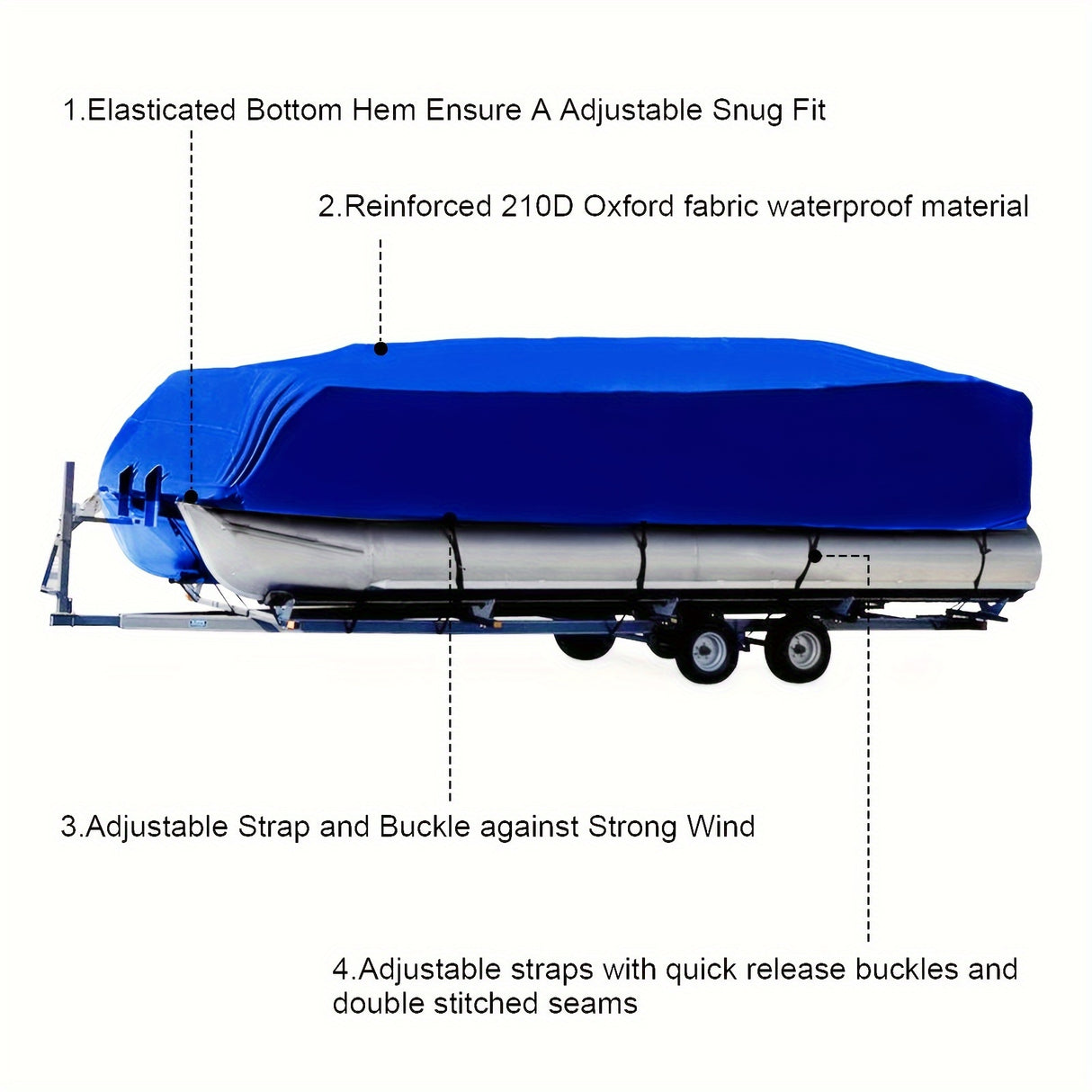 Wholesale Custom Waterproof Heavy Duty 210D Oxford Cloth Trailer Boat Cover