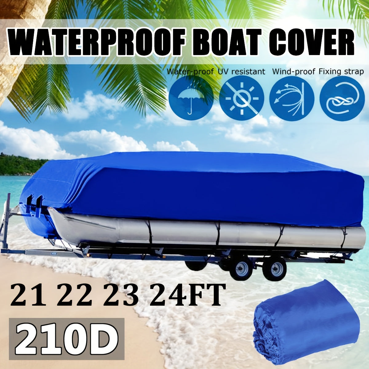 Wholesale Custom Waterproof Heavy Duty 210D Oxford Cloth Trailer Boat Cover