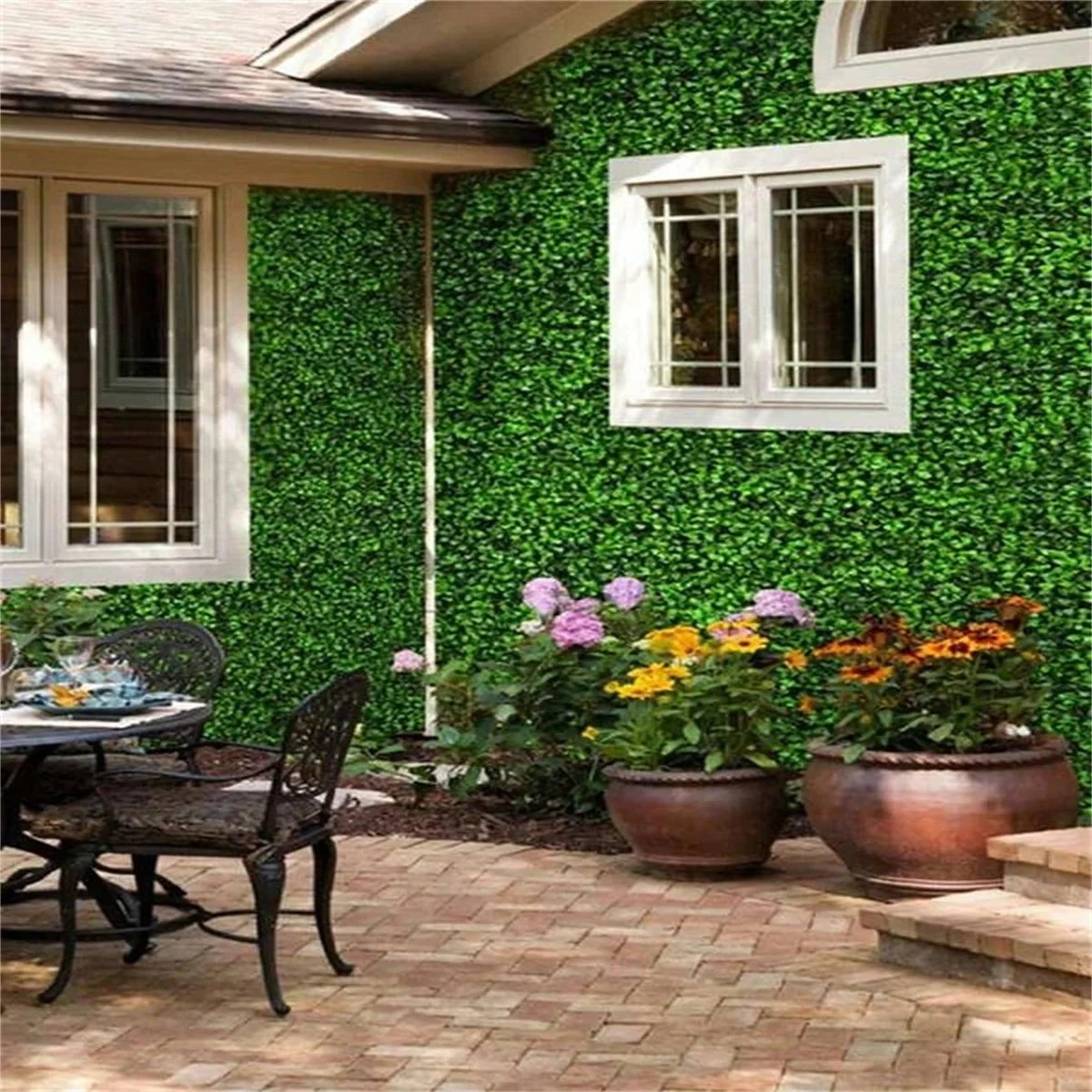 1pc Plastic Artificial Grass, Wall Panel Hedge Greenery, UV Protection Green Decor Privacy Fence For Wall Decor, Home Decor