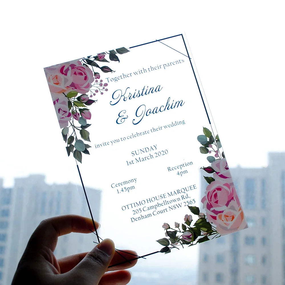 10PCS Transparent PVC Acrylic Pvc Invitation Card Fancy Elegant Cheap Personalize Wedding Cards