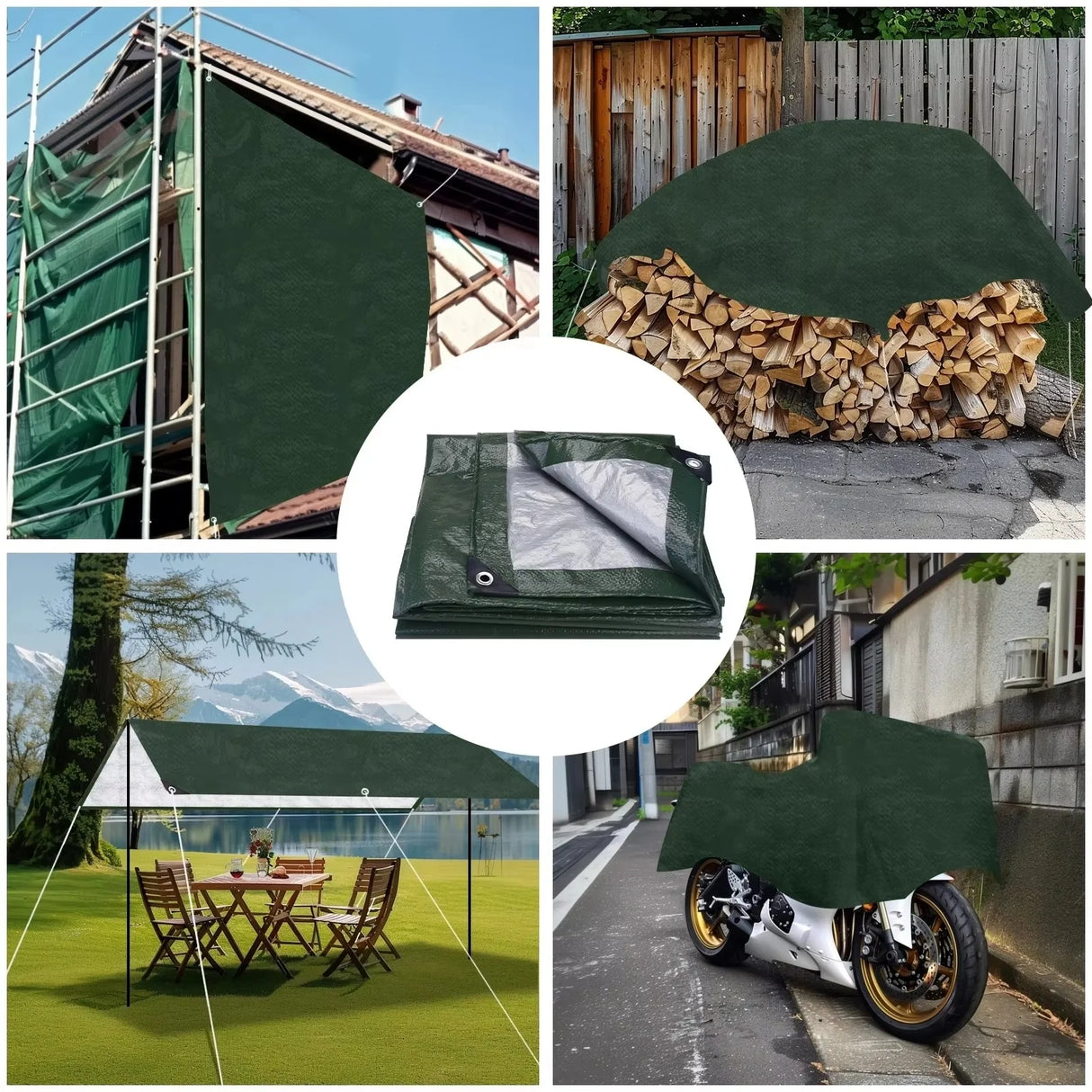 Custom Green Heavy Duty Poly Tarps Professional Sizing