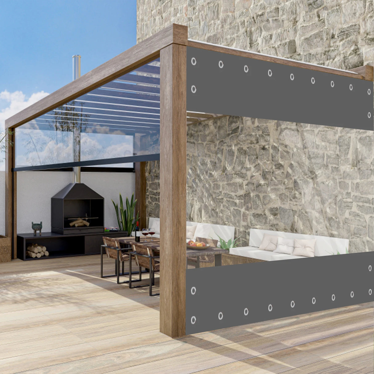 Wholesale Custom PVC Transparent Porch Waterproof Fabric