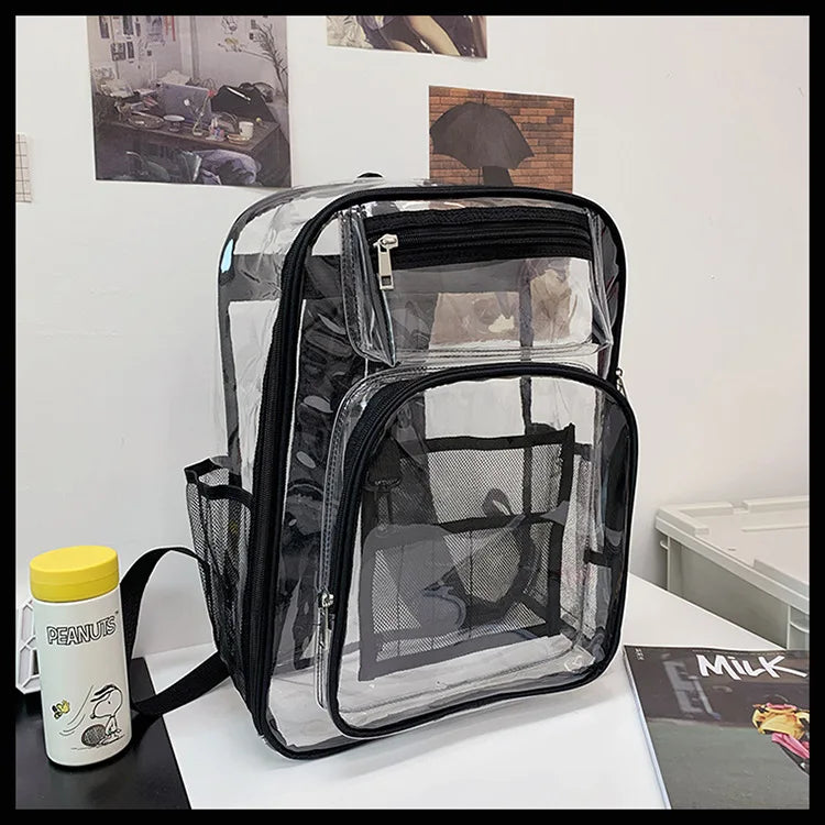 PVC backpack, PVC mesh inner bag, backpack, transparent backpack, PVC transparent backpack