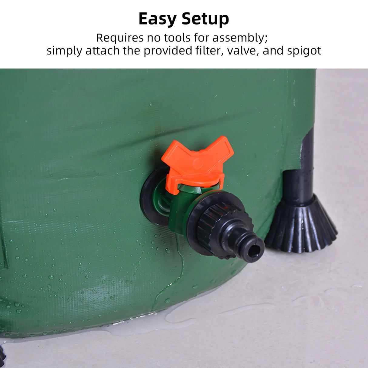 Portable Rain Water Collection Barrel with Down spout Filter and Overflow Valve - 500D PVC Tarpaulin 100L Rain Barrel Kit