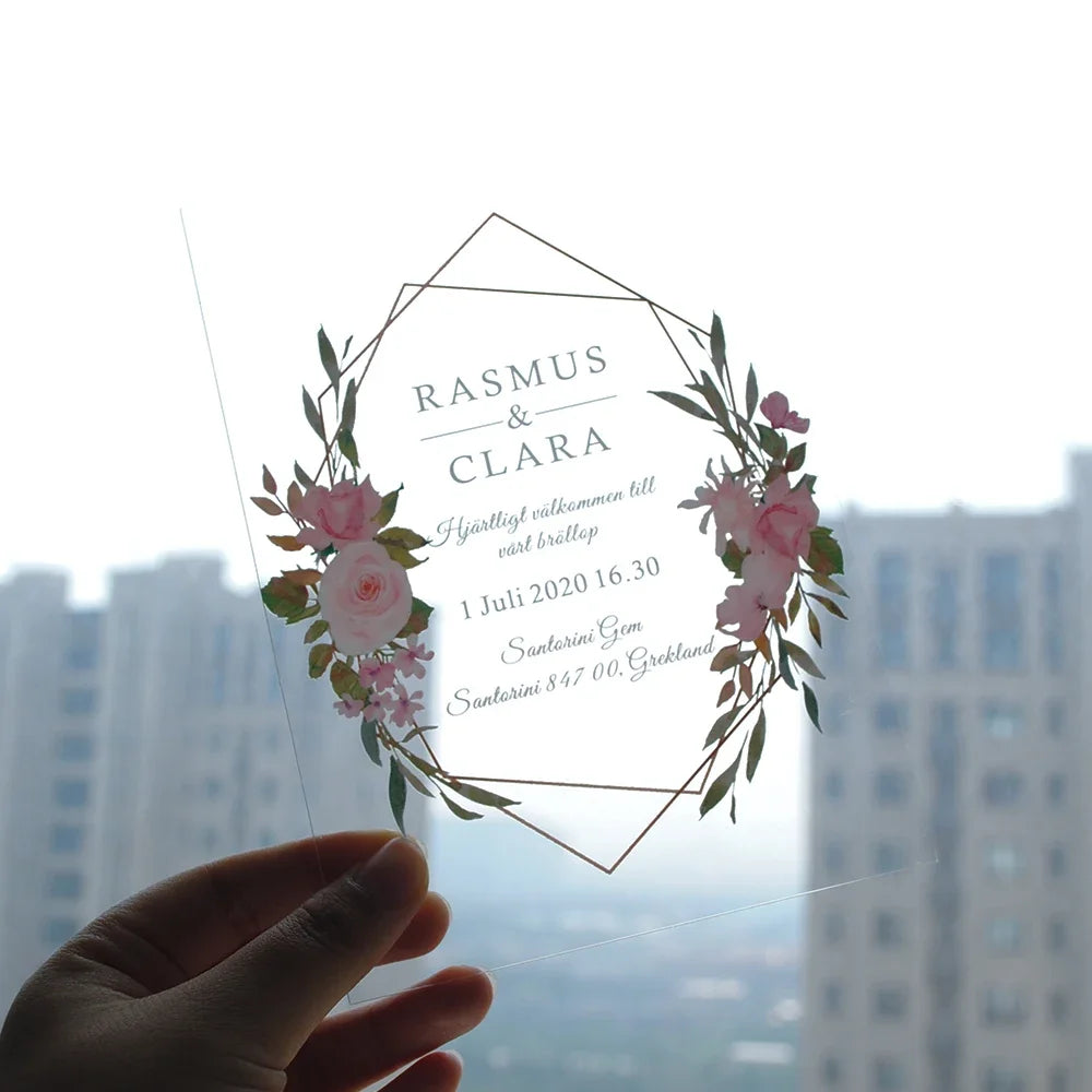 10PCS Transparent PVC Acrylic Pvc Invitation Card Fancy Elegant Cheap Personalize Wedding Cards