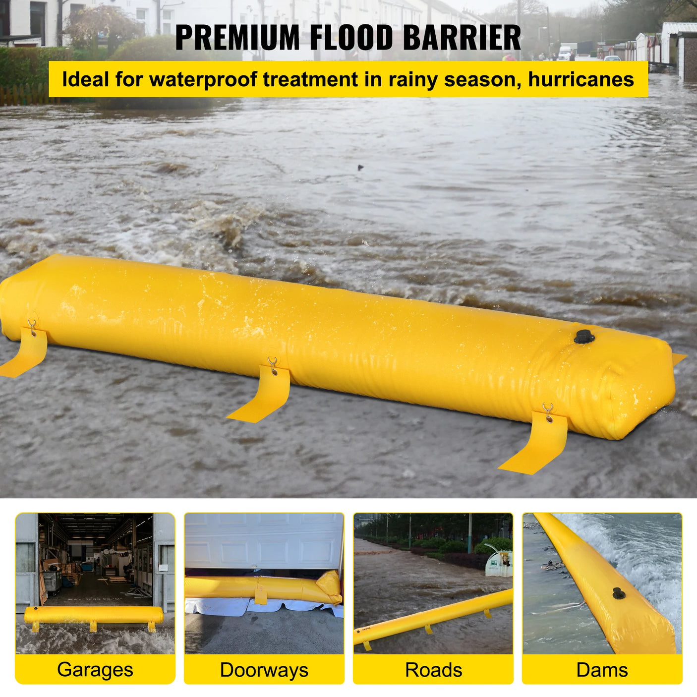 Wholesale Custom Flood Barrier Reusable PVC Yellow Water Soft Folding