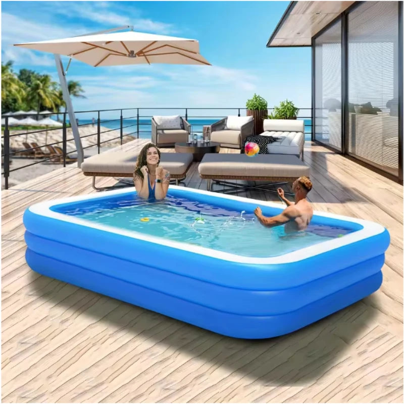 Wholesale custom PVC blue and white square inflatable swimming pool
