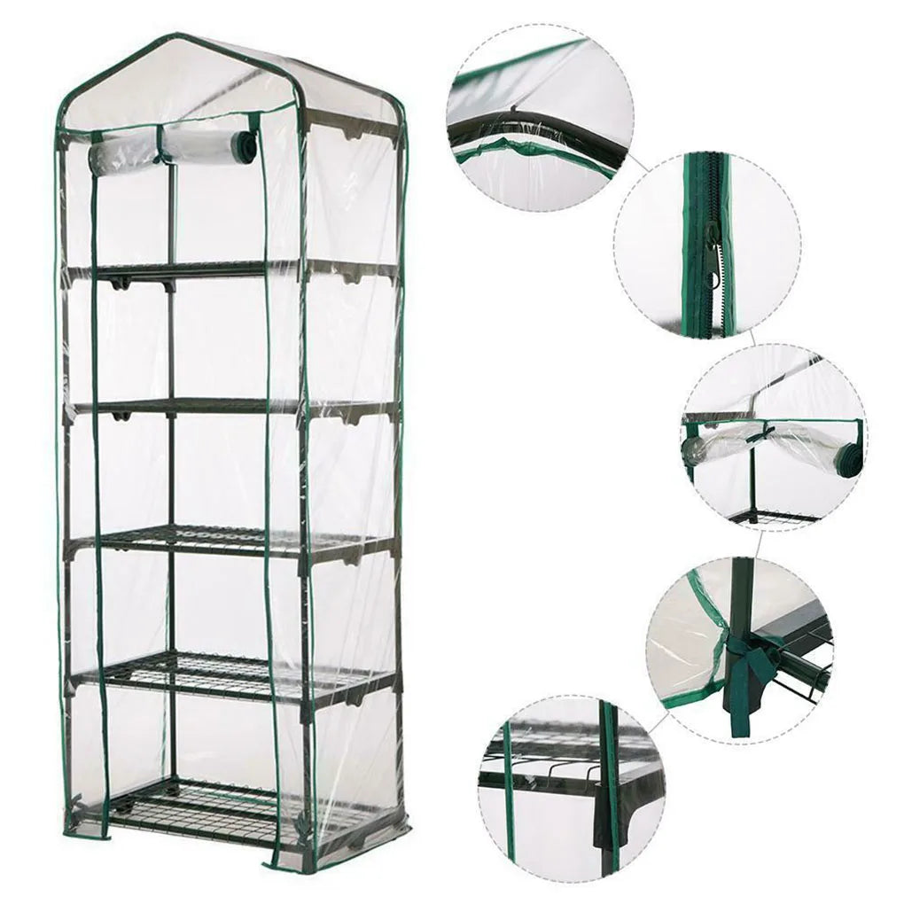 3/4/5 Tiers Garden Greenhouse Cover Plant Flower Growth House Heat Retaining Transparent PVC Waterproof Cover Garden HA6348
