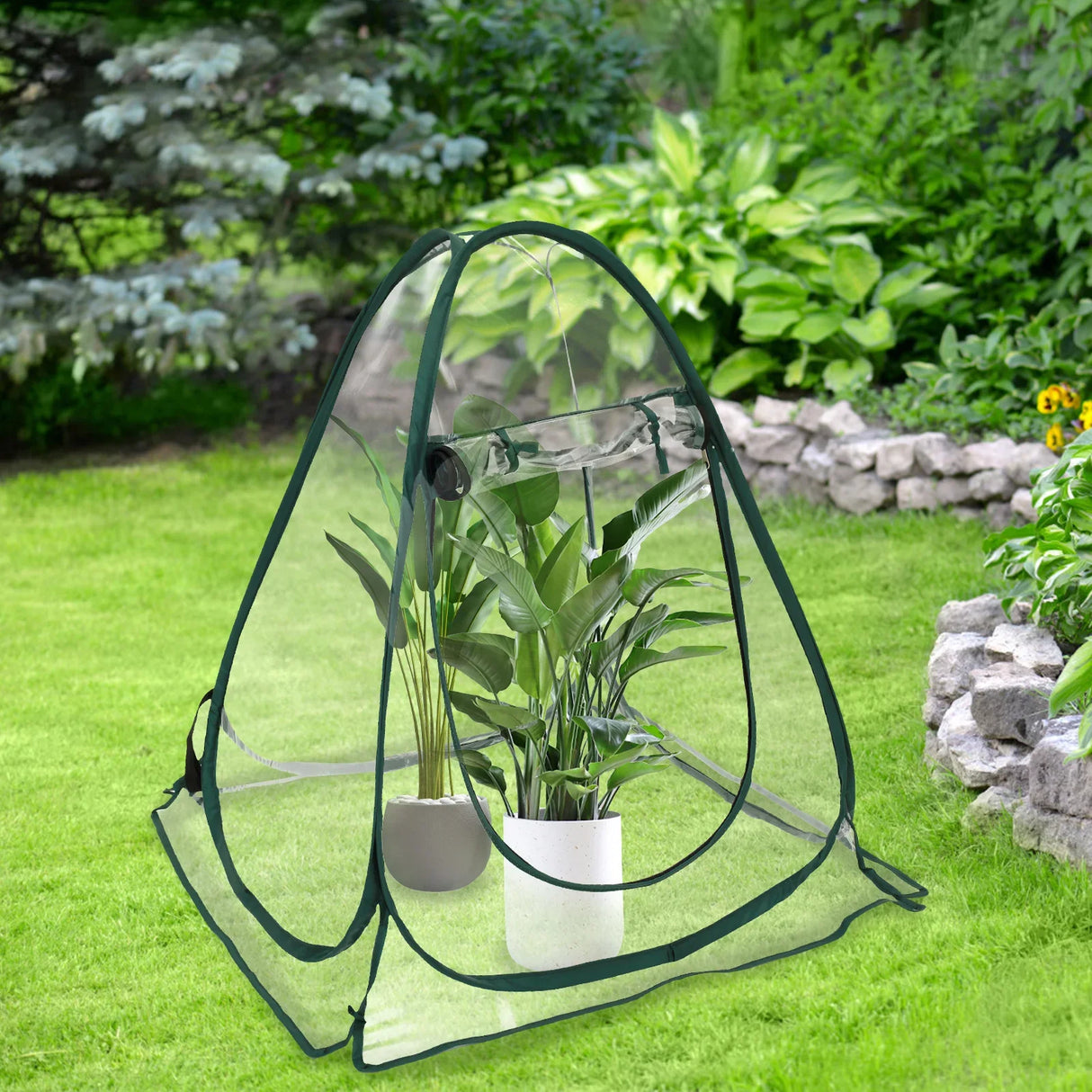 1Pc PVC Portable Mini Garden Greenhouse Cover Foldable Pop Up Greenhouse Waterproof Small Greenhouse for Cold Frost Protection