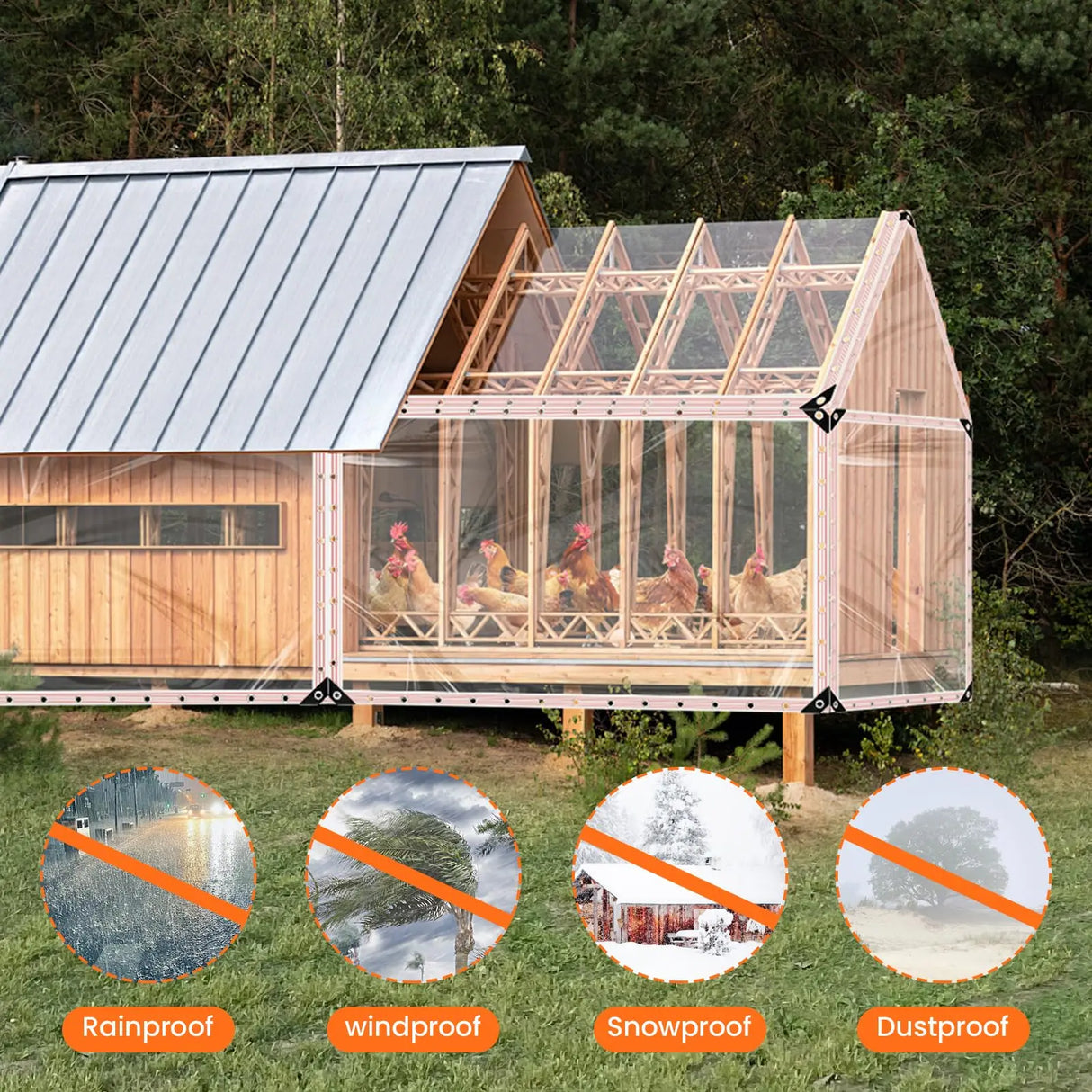 Wholesale Customization Heavy-duty PETransparent Waterproof Tarpaulin with Buckles