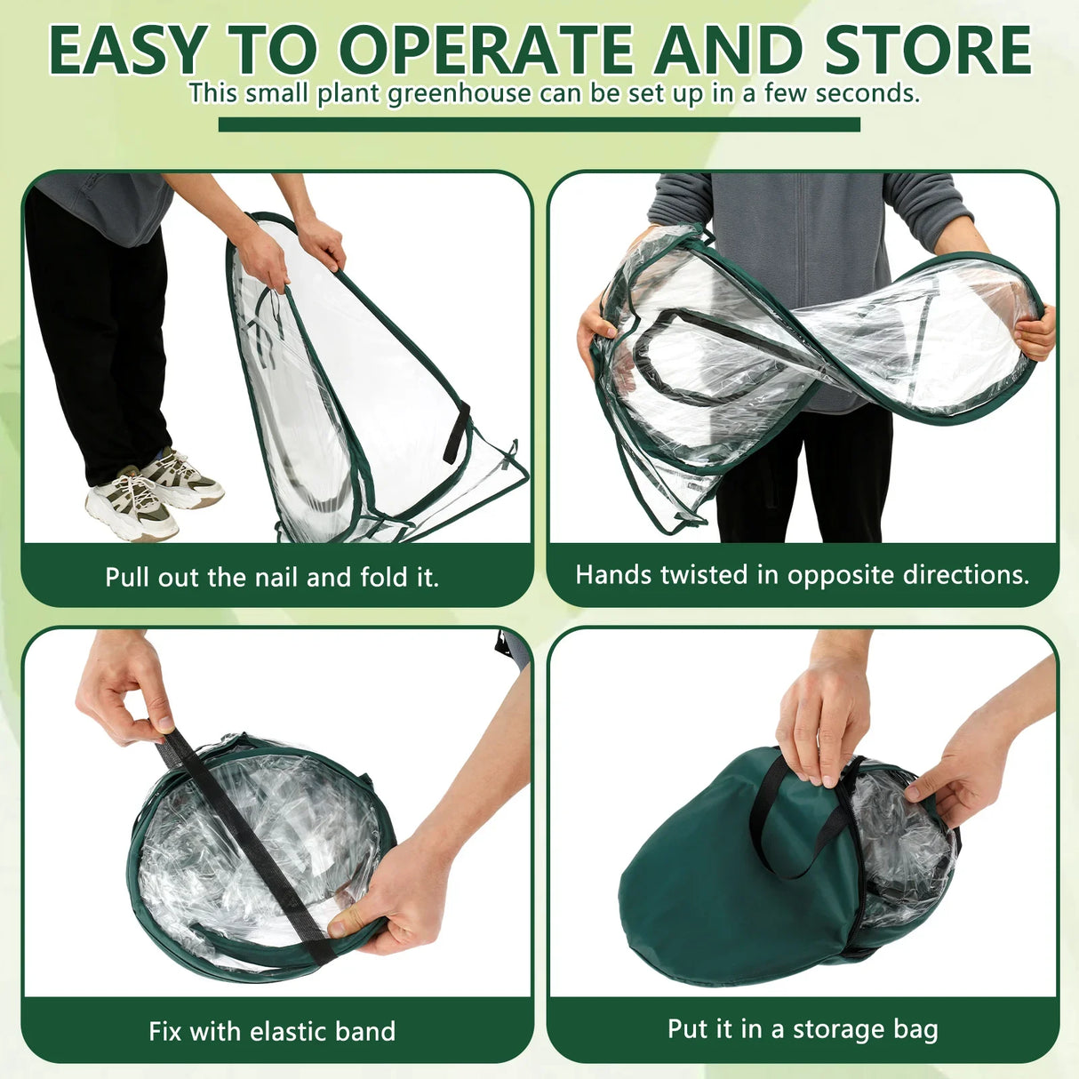 1Pc PVC Portable Mini Garden Greenhouse Cover Foldable Pop Up Greenhouse Waterproof Small Greenhouse for Cold Frost Protection