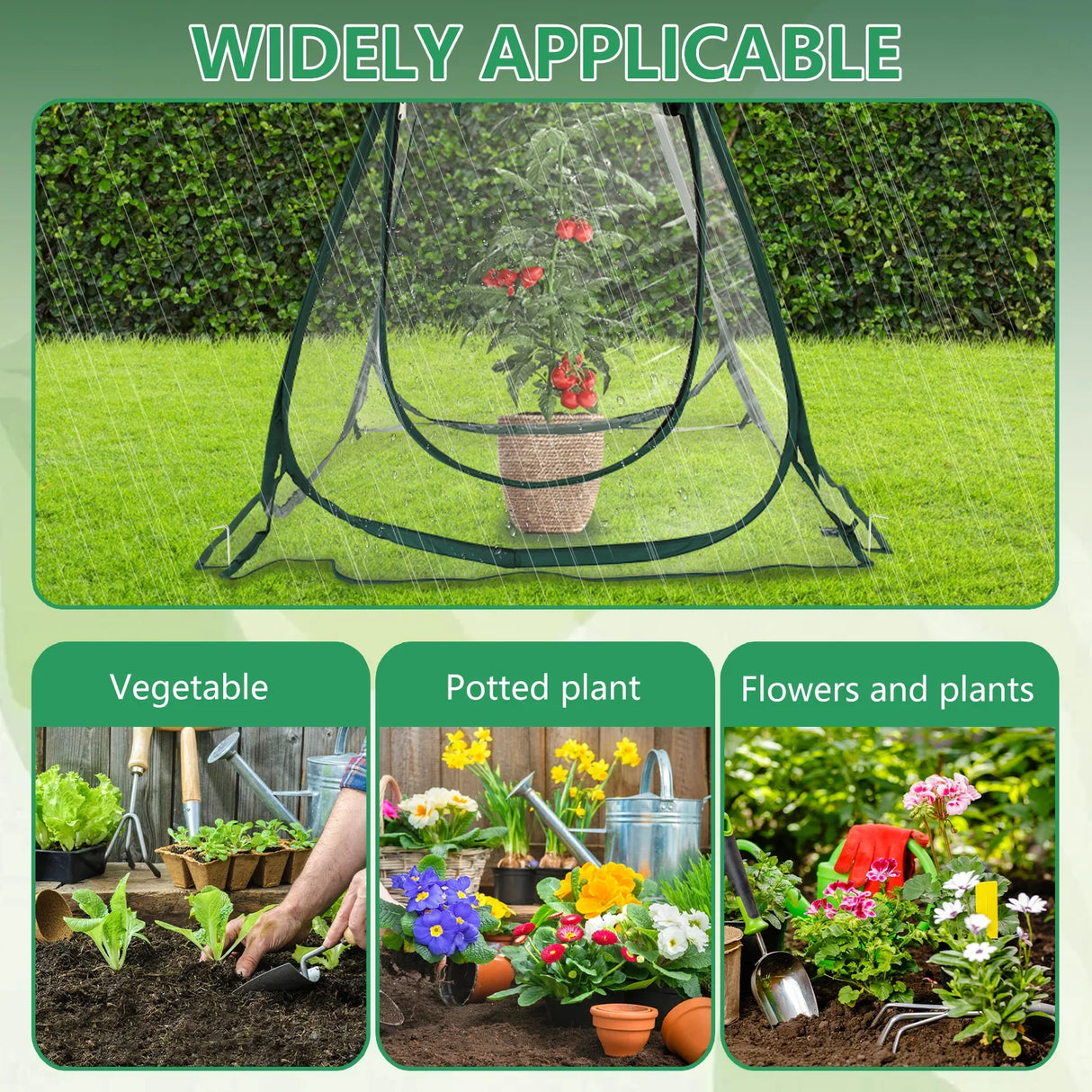 1Pc PVC Portable Mini Garden Greenhouse Cover Foldable Pop Up Greenhouse Waterproof Small Greenhouse for Cold Frost Protection
