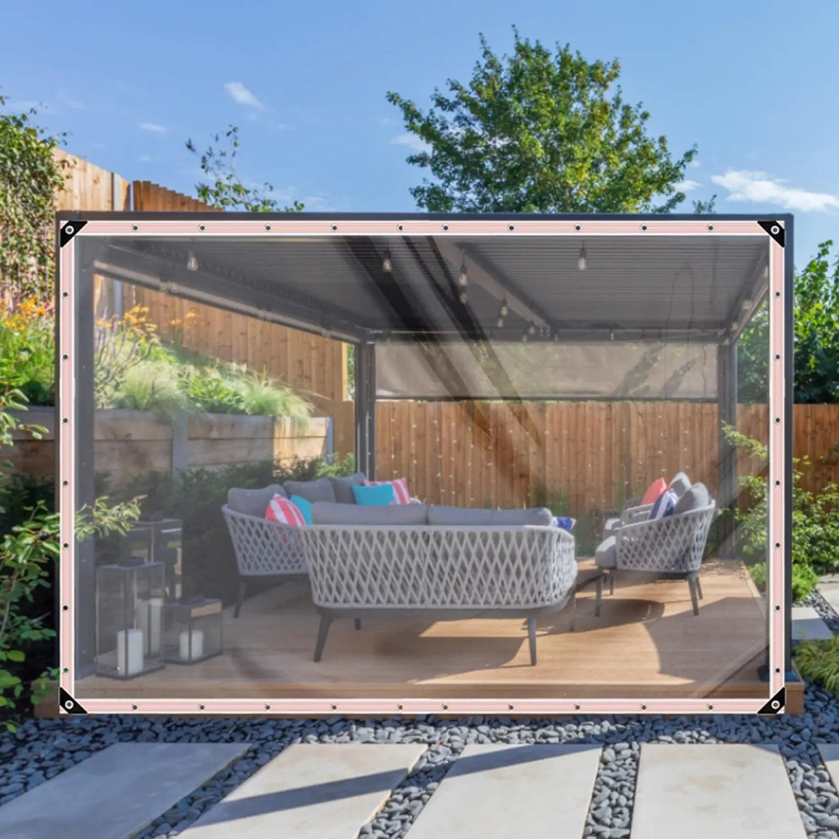 Wholesale Customization Heavy-duty PETransparent Waterproof Tarpaulin with Buckles