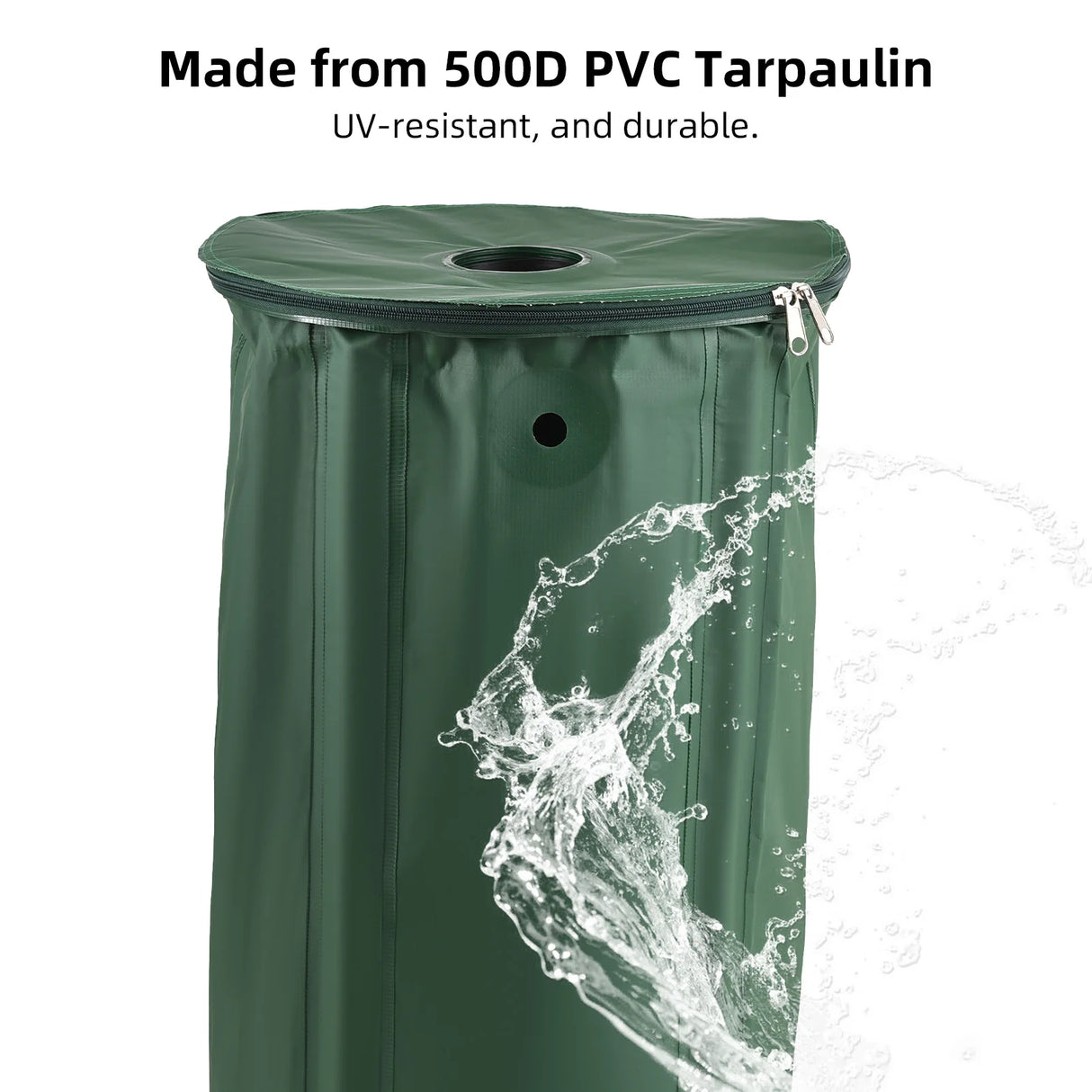 Portable Rain Water Collection Barrel with Down spout Filter and Overflow Valve - 500D PVC Tarpaulin 100L Rain Barrel Kit