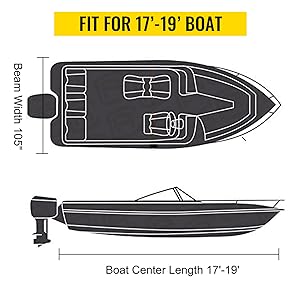 Wholesale Custom PVC 210D Waterproof Boat Cover 17'-19' Beam Width Up to 102"
