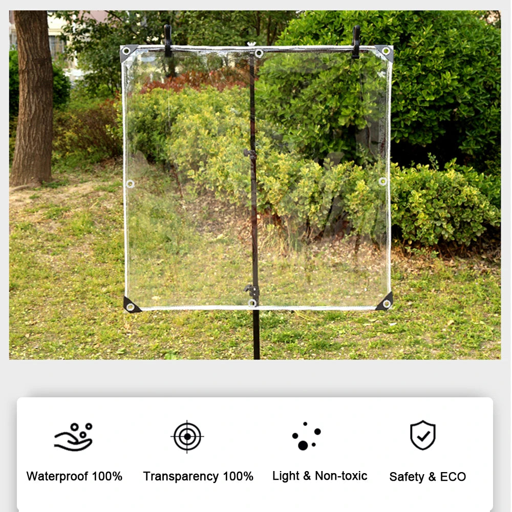 Waterproof Transparent PVC Tarpaulin With Eyelets Weatherproof Foldable 0.39mm Rain Cover Garden Furniture Plants Greenhouse