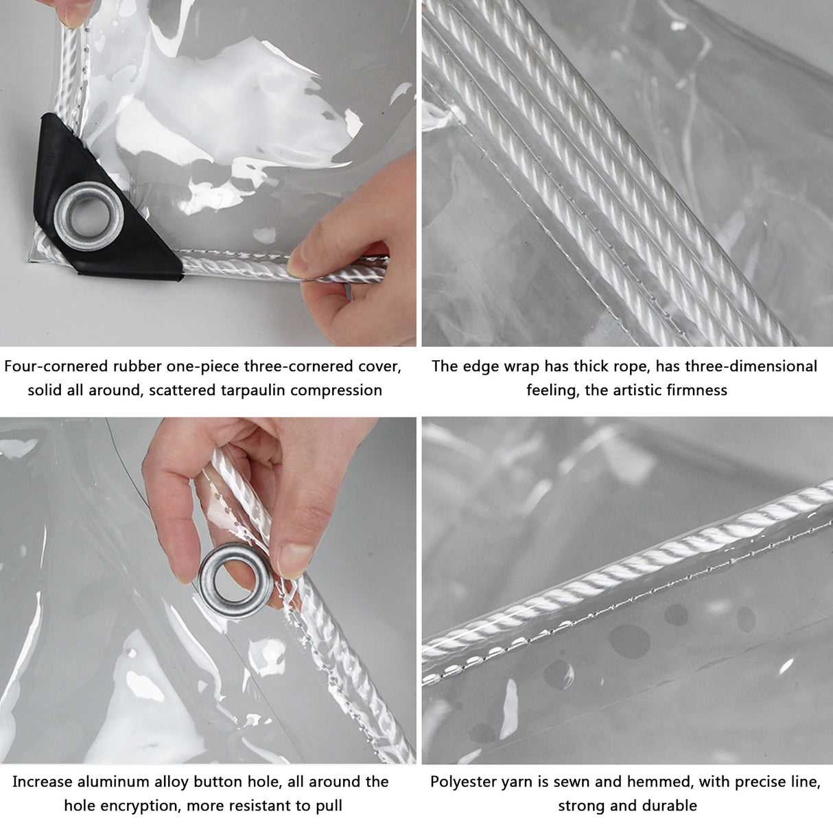 Waterproof Transparent PVC Tarpaulin With Eyelets Weatherproof Foldable 0.39mm Rain Cover Garden Furniture Plants Greenhouse