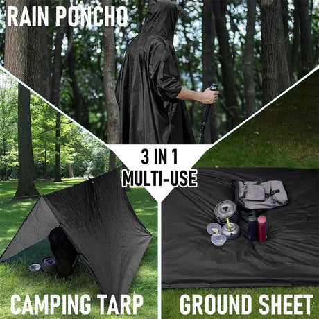 Wholesale Custom Black Outdoor Hooded Military Raincoat