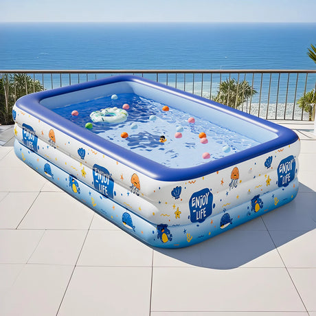 1PC Large Inflatable Swimming Pool, Ideal for Backyard and Family Fun, Vibrant Color Design