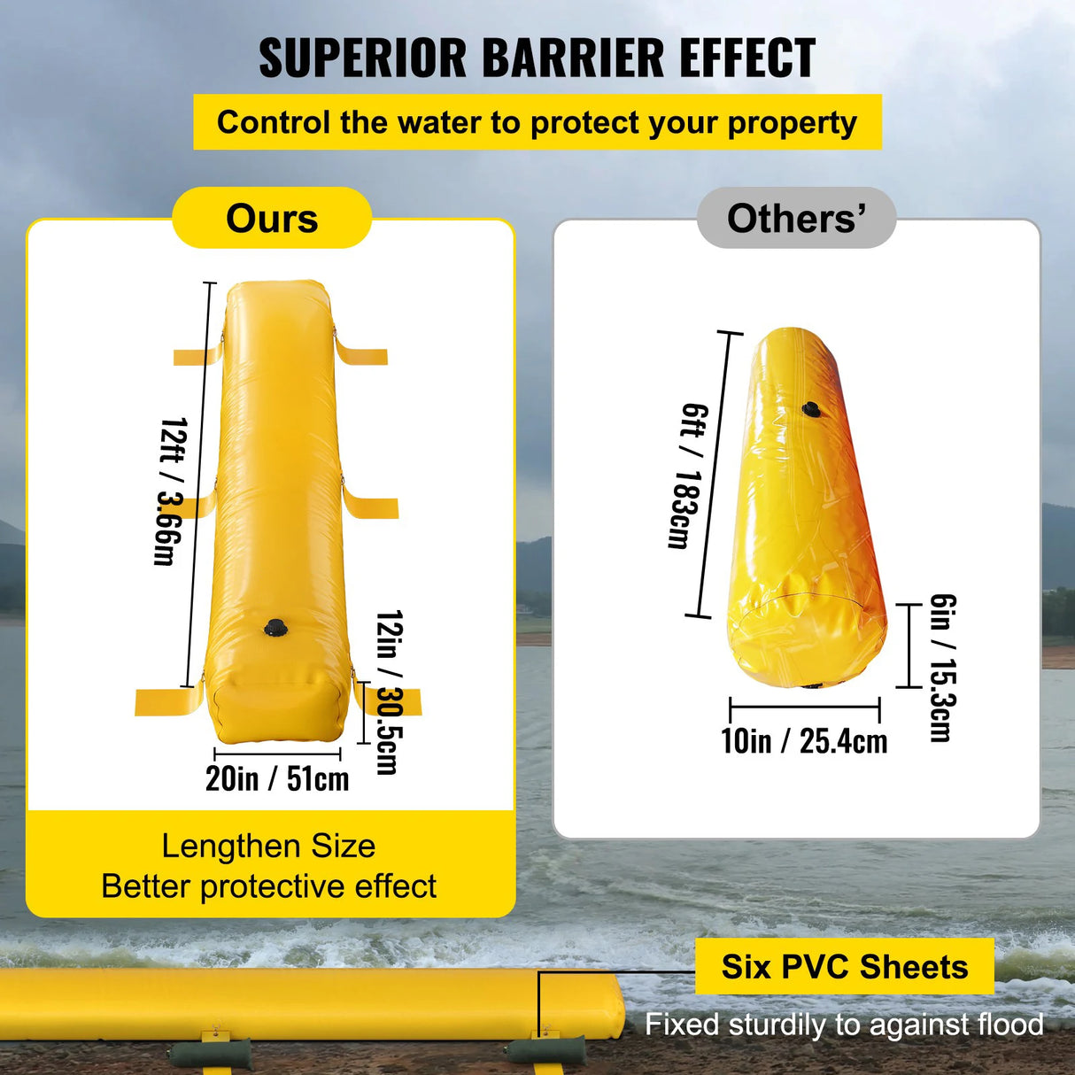 Wholesale Custom Flood Barrier Reusable PVC Yellow Water Soft Folding