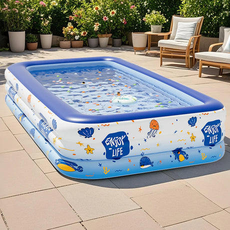 1PC Large Inflatable Swimming Pool, Ideal for Backyard and Family Fun, Vibrant Color Design