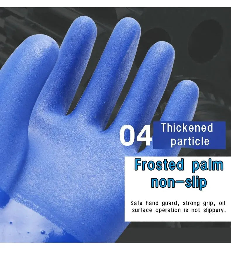 Premium PVC Work Gloves: Waterproof, Oil & Chemical Resistant, Anti-Slip, Thickened for Durable Hand Protection