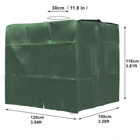 1000L IBC Water Tank Cover Tarpaulin Waterproof UV Resistant Tarpaulin with Zipper for IBC Rain Tank Cover Dustproof