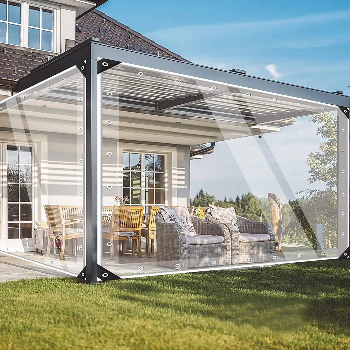 Wholesale Custom Clear Heavy Duty PVC Awnings with Grommets