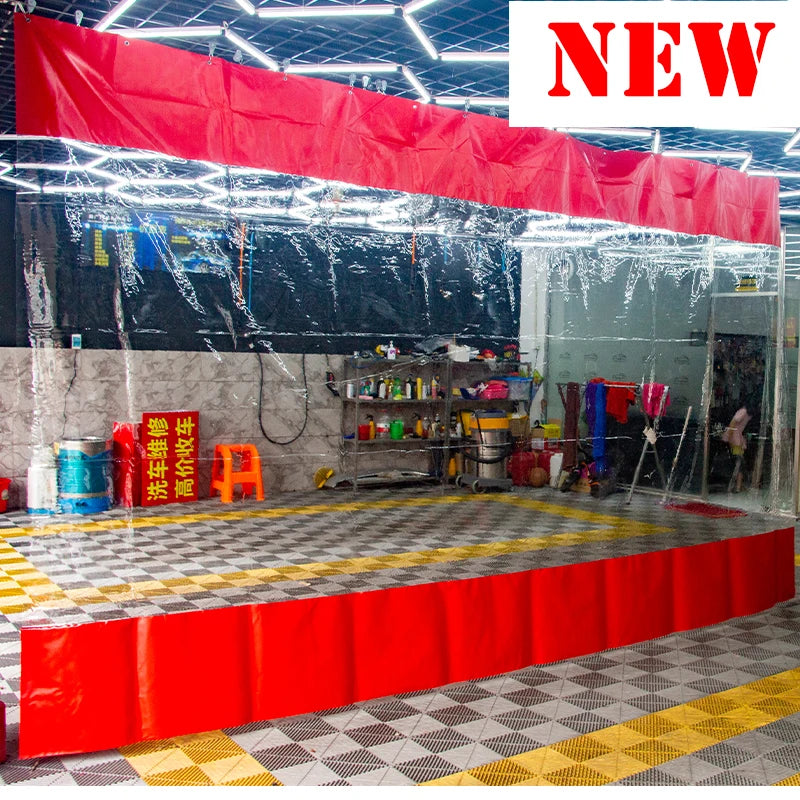 Wholesale Customization Red Zippered Waterproof Curtain for Car Wash