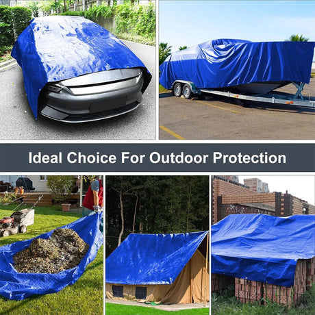 2x2/3/4M Tarps Waterproof Heavy Duty Blue Tarps Tear Resistance Tarpaulin Cover UV Resistant for Outdoors Patio,Pool,Boat,Roof