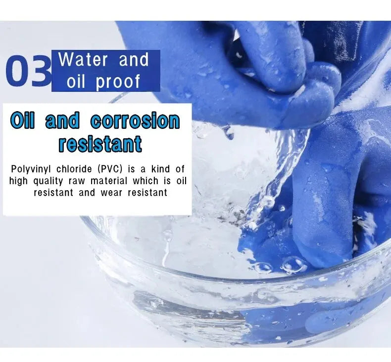 Premium PVC Work Gloves: Waterproof, Oil & Chemical Resistant, Anti-Slip, Thickened for Durable Hand Protection