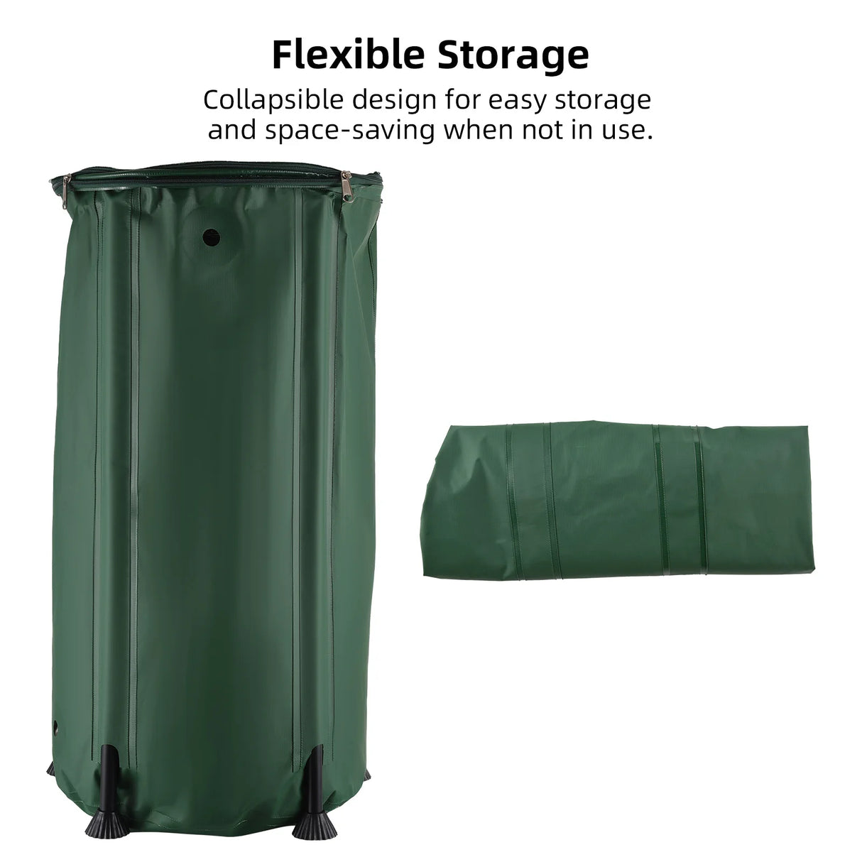 Portable Rain Water Collection Barrel with Down spout Filter and Overflow Valve - 500D PVC Tarpaulin 100L Rain Barrel Kit