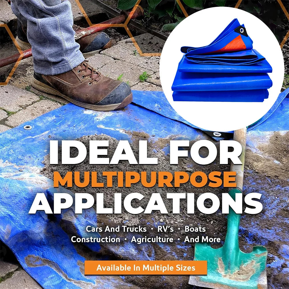2x2/3/4M Tarps Waterproof Heavy Duty Blue Tarps Tear Resistance Tarpaulin Cover UV Resistant for Outdoors Patio,Pool,Boat,Roof