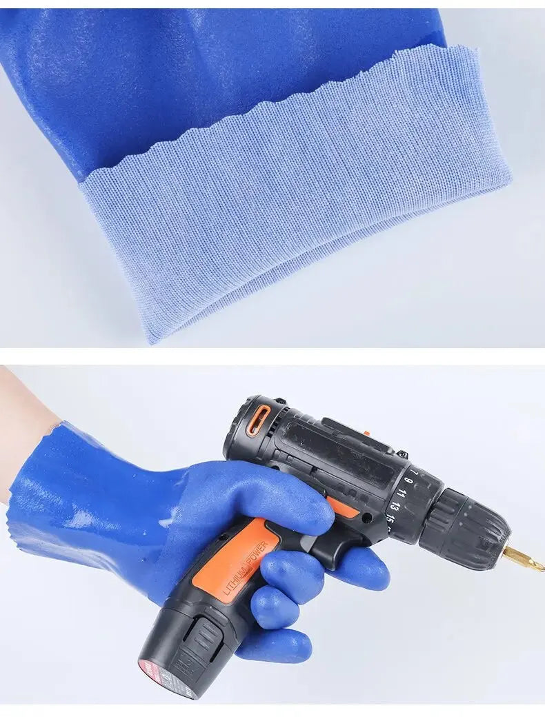Premium PVC Work Gloves: Waterproof, Oil & Chemical Resistant, Anti-Slip, Thickened for Durable Hand Protection