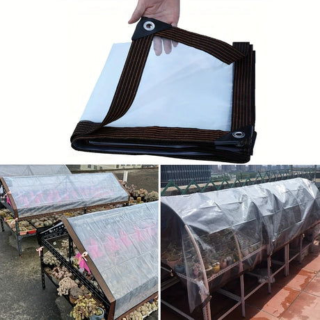 1pc Heavy Duty Clear Waterproof Tarpaulin with Grommets Ideal for Gardens, Balconies, Patios, Plant Protection and Greenhouses