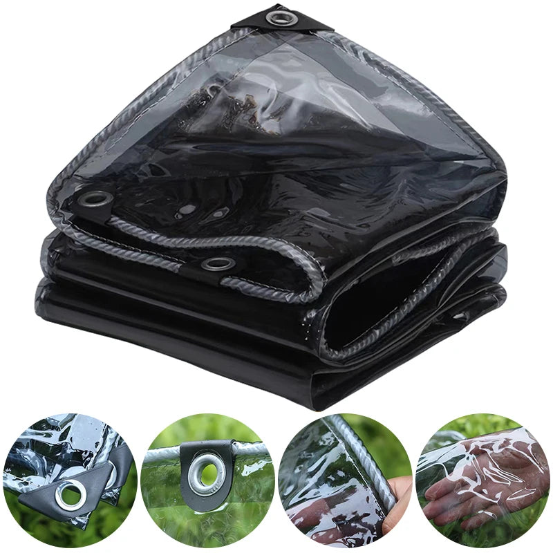 Wholesale Customization  0.35mm Black Transparent PVC Balcony Window Sun Protection Cloth