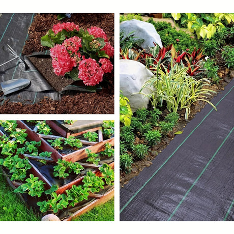 Garden Landscape Fabric Weed Barrier Heavy DutyDriveway Gardening Mat Polypropylene Ground Cover FlowerVegetable Raised Beds Law