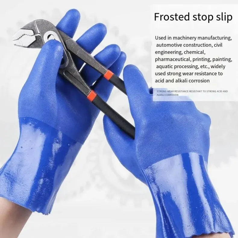 Premium PVC Work Gloves: Waterproof, Oil & Chemical Resistant, Anti-Slip, Thickened for Durable Hand Protection