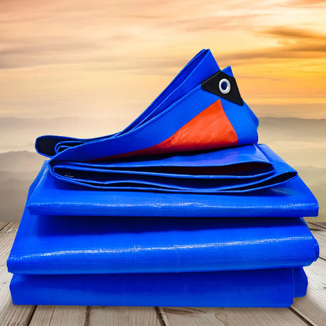 2x2/3/4M Heavy Duty Poly Tarp Waterproof Heavy Duty Blue Tarps Tear Resistance Tarpaulin Cover for Patio/Vehicle/Pool/Boat/Tent
