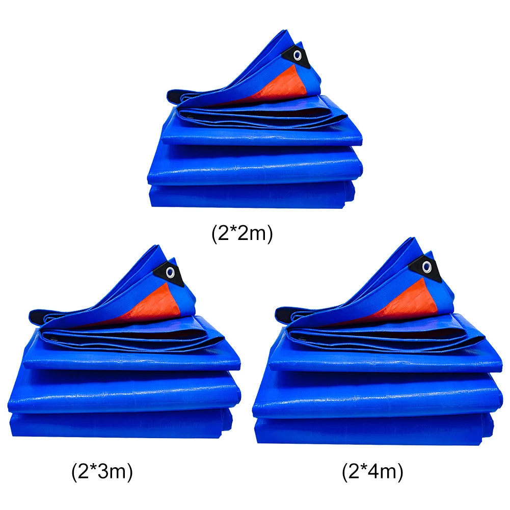 2x2/3/4M Tarps Waterproof Heavy Duty Blue Tarps Tear Resistance Tarpaulin Cover UV Resistant for Outdoors Patio,Pool,Boat,Roof