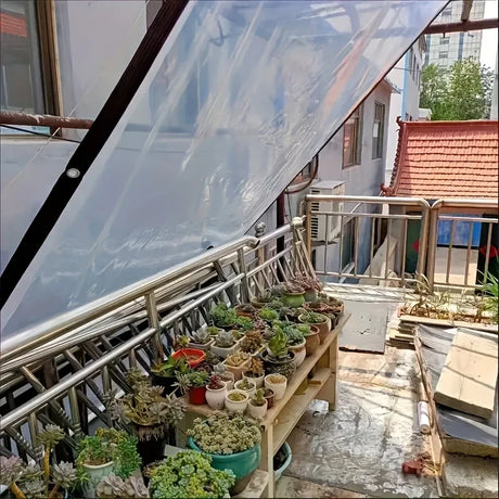 1pc Heavy Duty Clear Waterproof Tarpaulin with Grommets Ideal for Gardens, Balconies, Patios, Plant Protection and Greenhouses